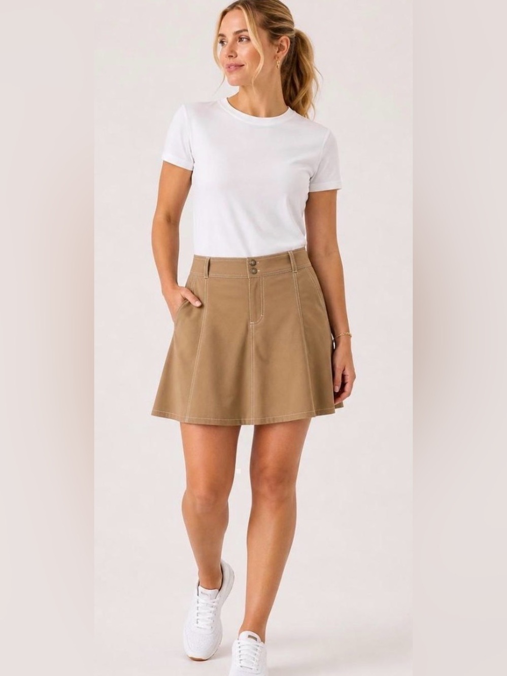 Athleta Tan Khaki Whatever Skort Mini Skirt 10